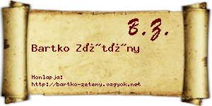 Bartko Zétény névjegykártya