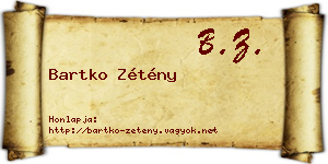 Bartko Zétény névjegykártya